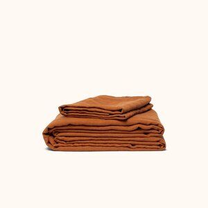 Morrow Soft Goods Linen Queen Sheet set, Terracotta